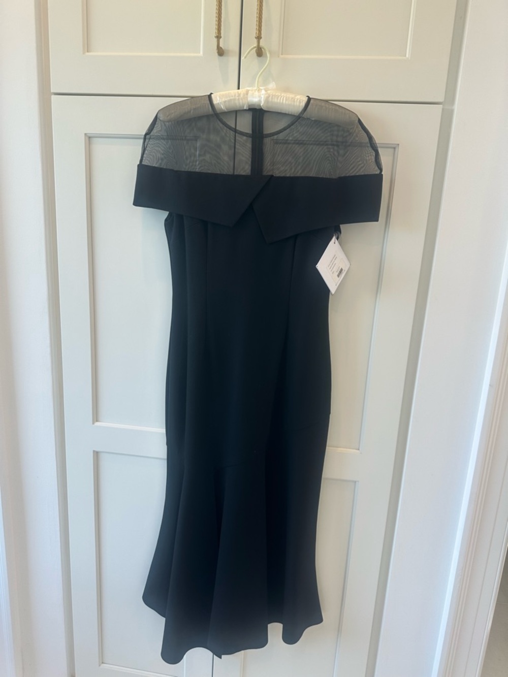 Elliatt Black Off-the-Shoulder Mesh Yoke Midi Dress